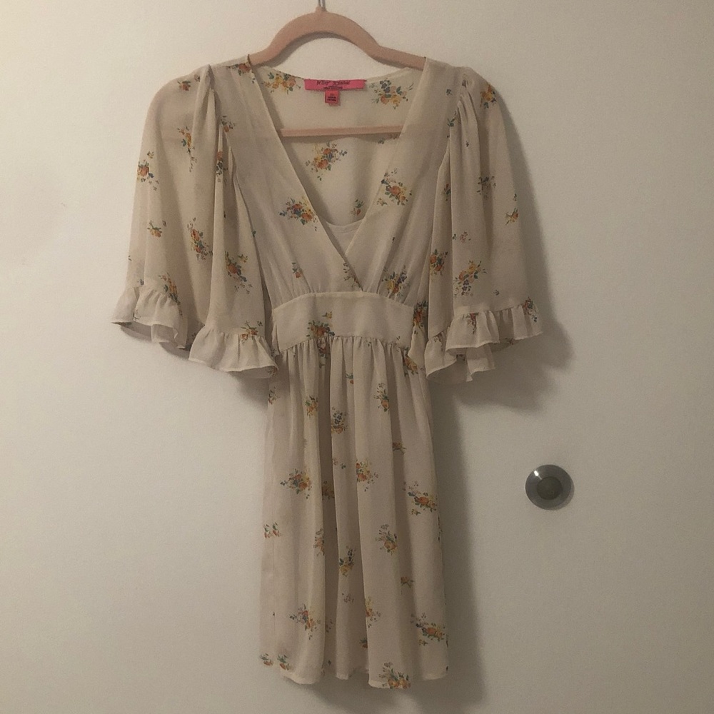Vintage Betsey Johnson Floral Cream Dress